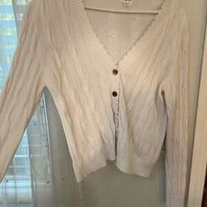 Minnie Rose frayed Cable Knit Cardigan